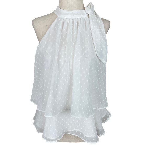 Express White Ruffled Tiered Top - Picture 1 of 9